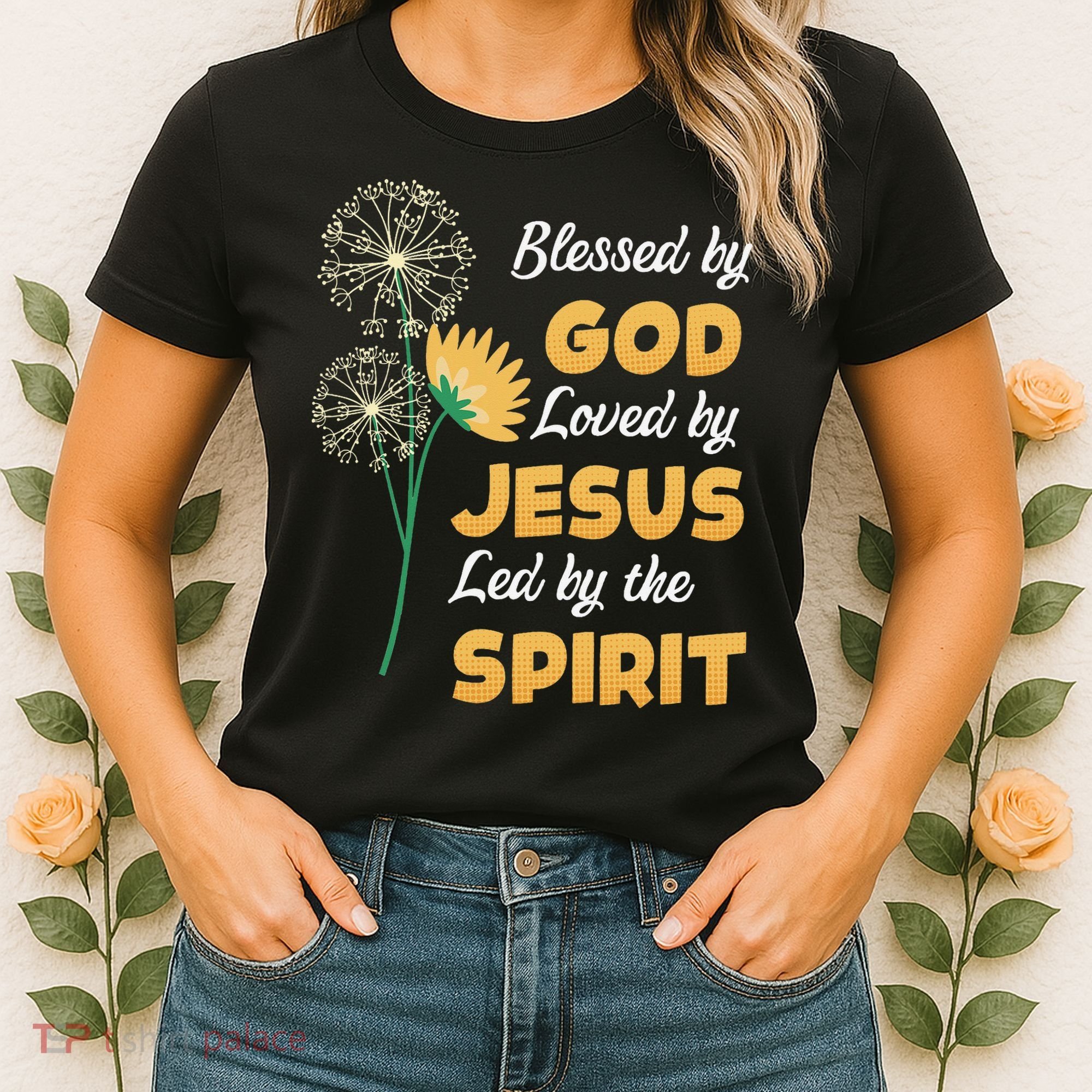 Christianity BLESSED BY GOD LOVED BY JESUS Funny Dandelion Women's T-Shirt