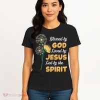 Christianity BLESSED BY GOD LOVED BY JESUS Funny Dandelion Women's T-Shirt thumb 4