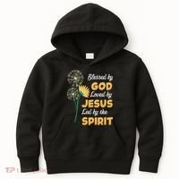 Christianity BLESSED BY GOD LOVED BY JESUS Funny Dandelion Kids Hoodie thumb 0