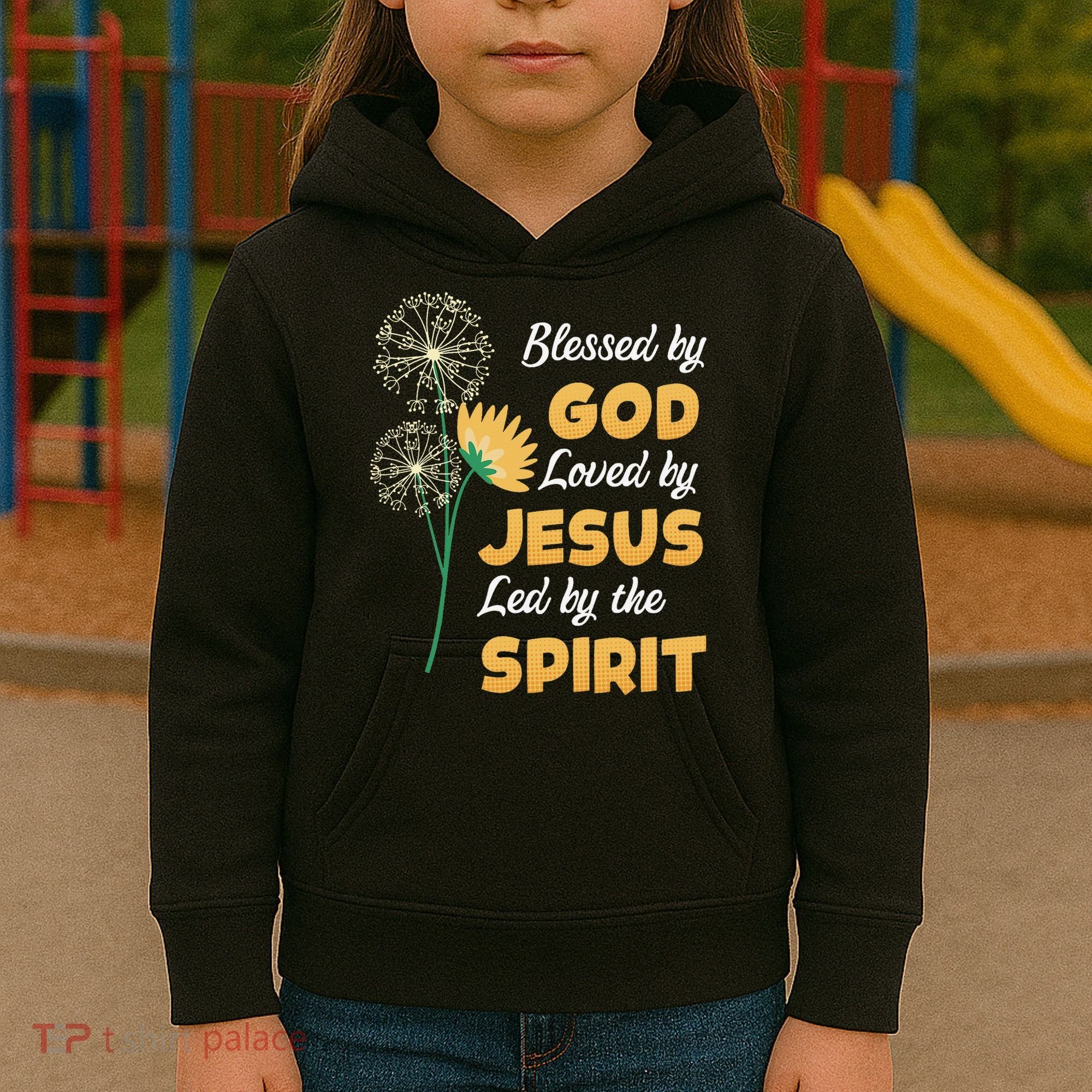 Christianity BLESSED BY GOD LOVED BY JESUS Funny Dandelion Kids Hoodie