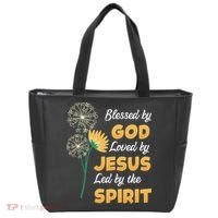 Christianity BLESSED BY GOD LOVED BY JESUS Funny Dandelion Tote Bag thumb 0