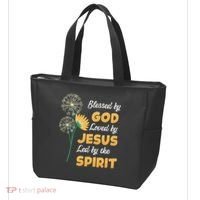 Christianity BLESSED BY GOD LOVED BY JESUS Funny Dandelion Tote Bag thumb 3