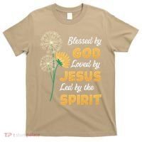 Christianity BLESSED BY GOD LOVED BY JESUS Funny Dandelion T-Shirt thumb 0