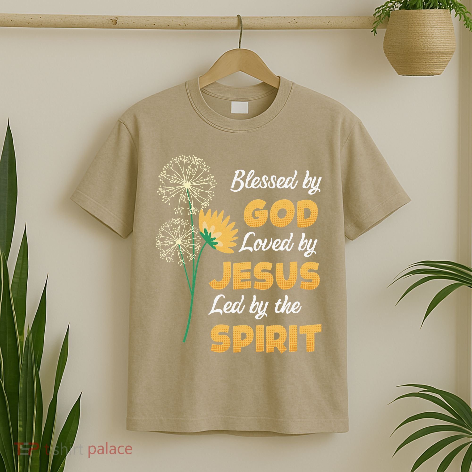 Christianity BLESSED BY GOD LOVED BY JESUS Funny Dandelion T-Shirt