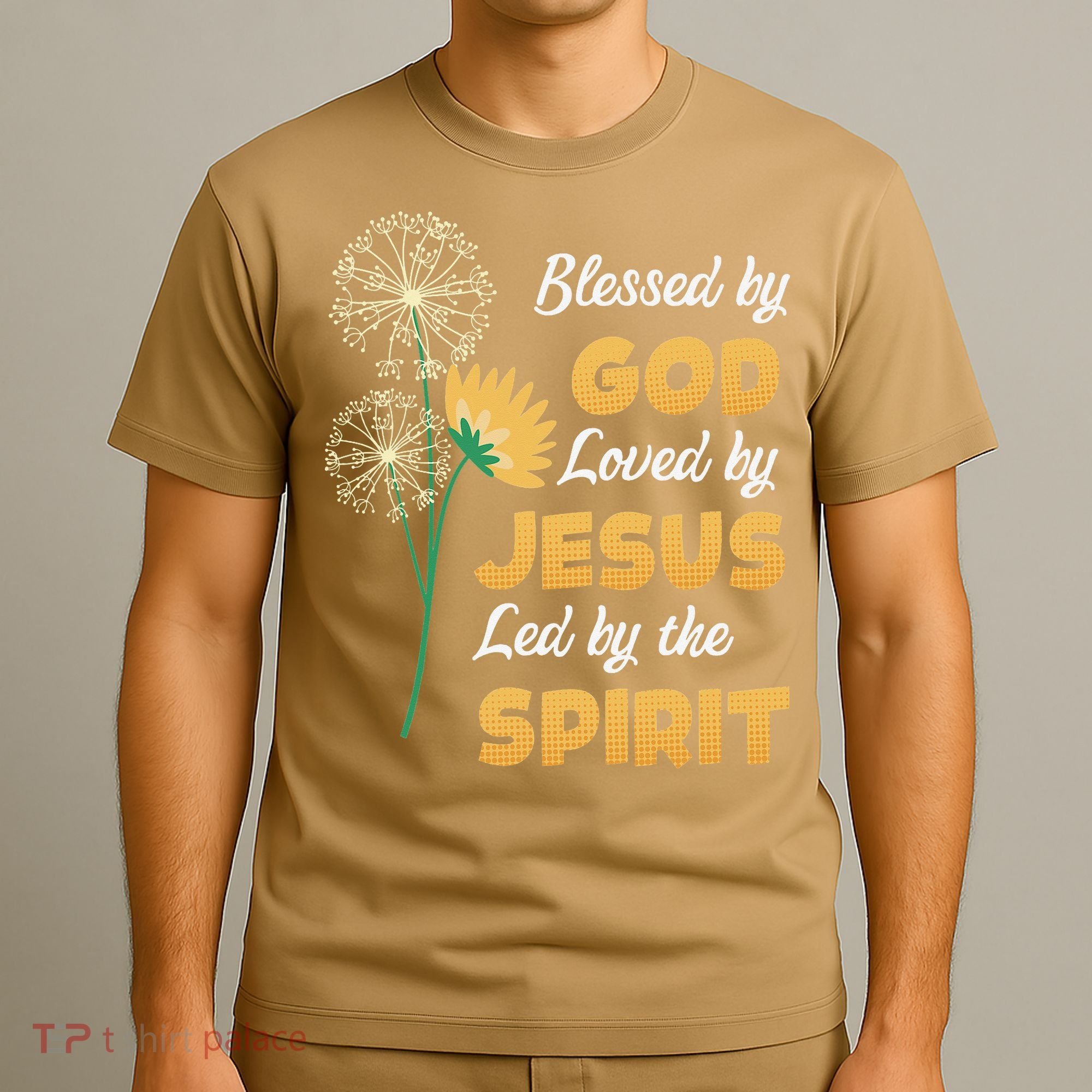 Christianity BLESSED BY GOD LOVED BY JESUS Funny Dandelion T-Shirt