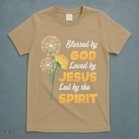 Christianity BLESSED BY GOD LOVED BY JESUS Funny Dandelion T-Shirt thumb 5