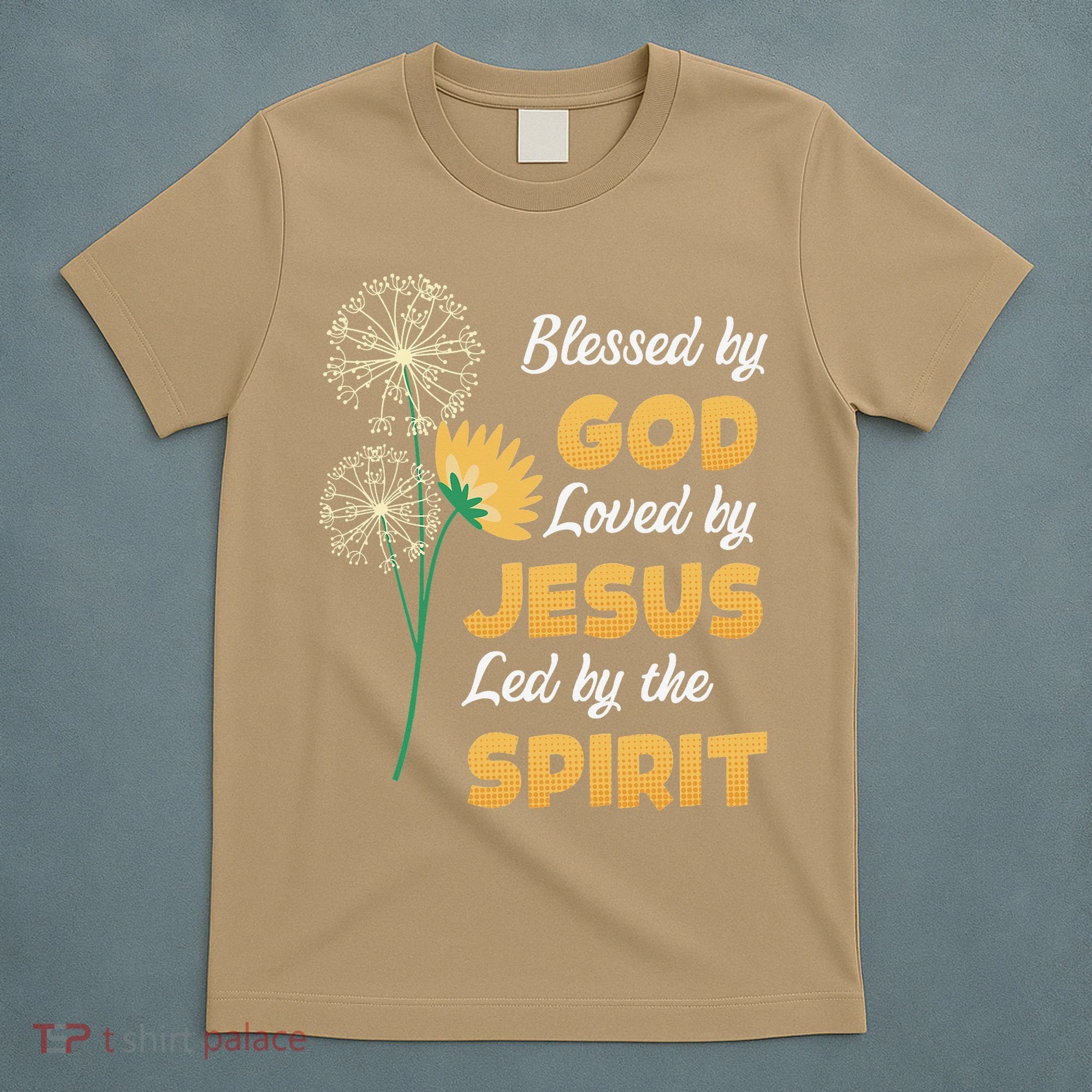 Christianity BLESSED BY GOD LOVED BY JESUS Funny Dandelion T-Shirt