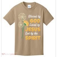 Christianity BLESSED BY GOD LOVED BY JESUS Funny Dandelion Kids T-Shirt thumb 0