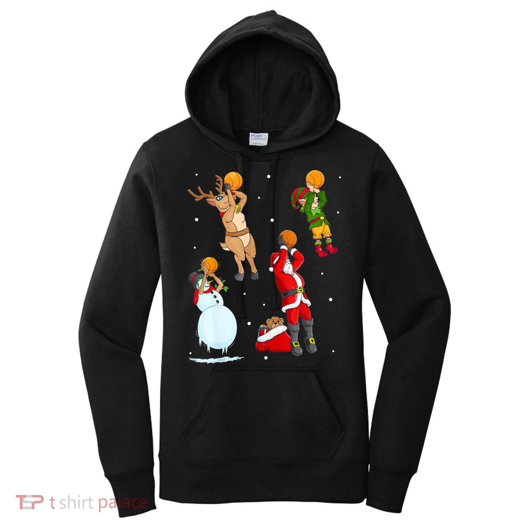 Christmas Basketball Ball Santa Hat Xmas Sport Cool Gift Women's Hoodie