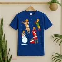 Christmas Basketball Ball Santa Hat Xmas Sport Cool Gift T-Shirt thumb 2