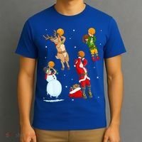 Christmas Basketball Ball Santa Hat Xmas Sport Cool Gift T-Shirt thumb 3