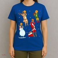 Christmas Basketball Ball Santa Hat Xmas Sport Cool Gift T-Shirt thumb 4