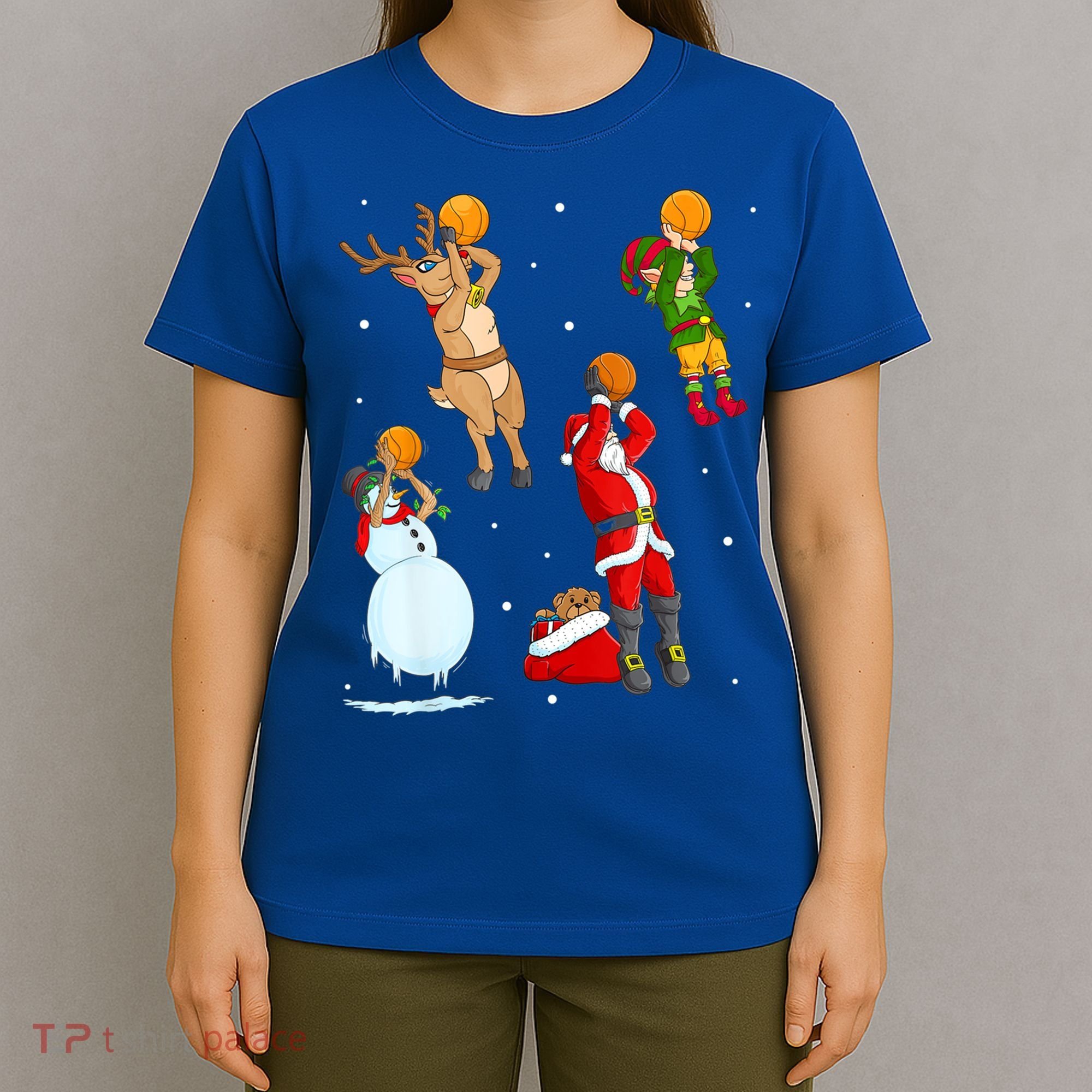 Christmas Basketball Ball Santa Hat Xmas Sport Cool Gift T-Shirt