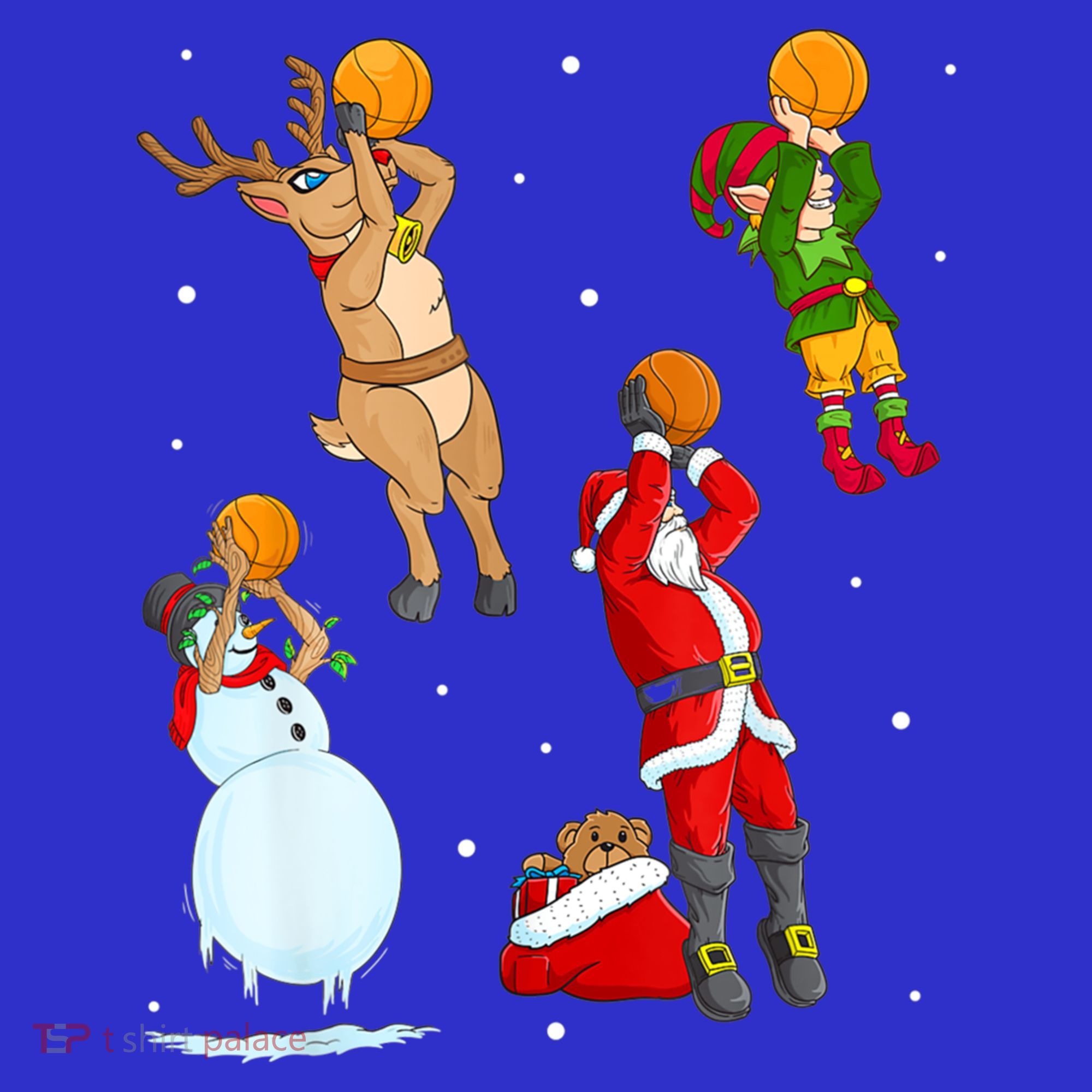 Christmas Basketball Ball Santa Hat Xmas Sport Cool Gift T-Shirt