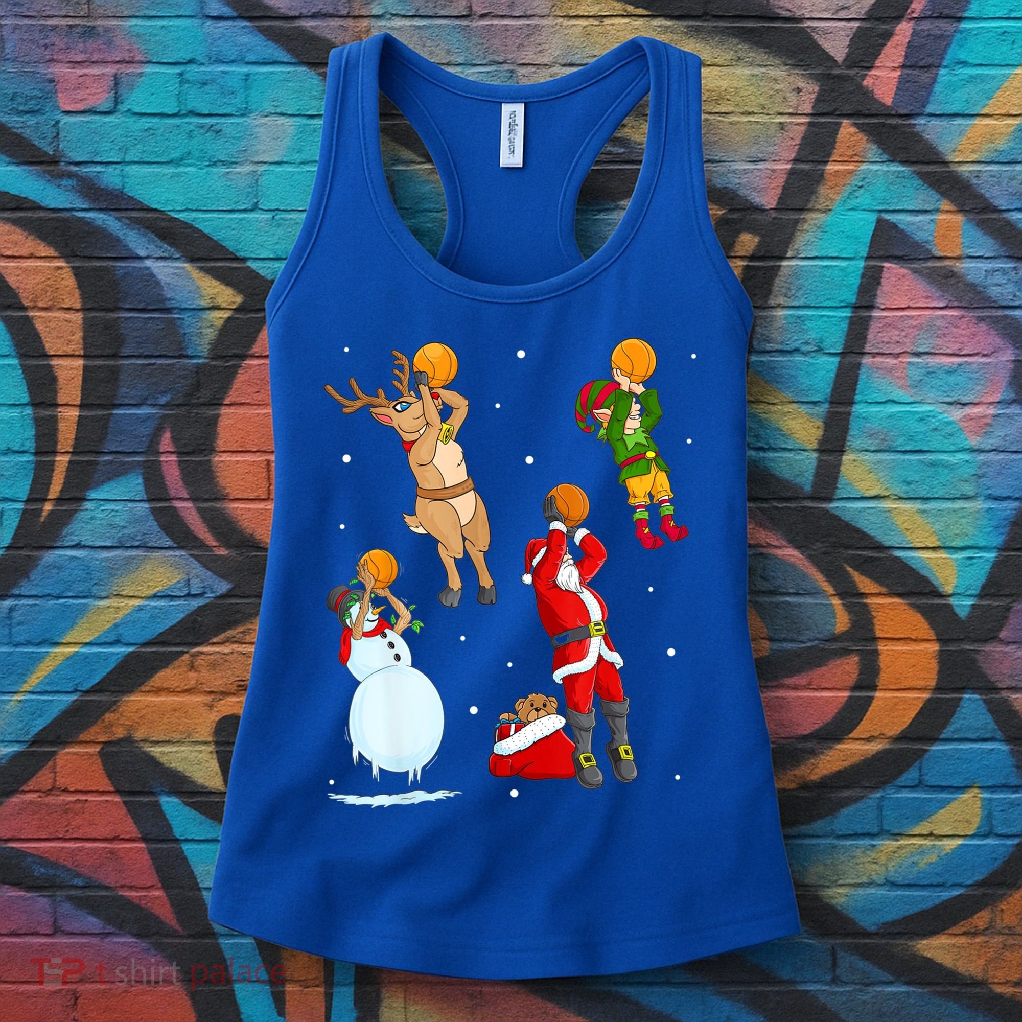 Christmas Basketball Ball Santa Hat Xmas Sport Cool Gift Women's Tank Top