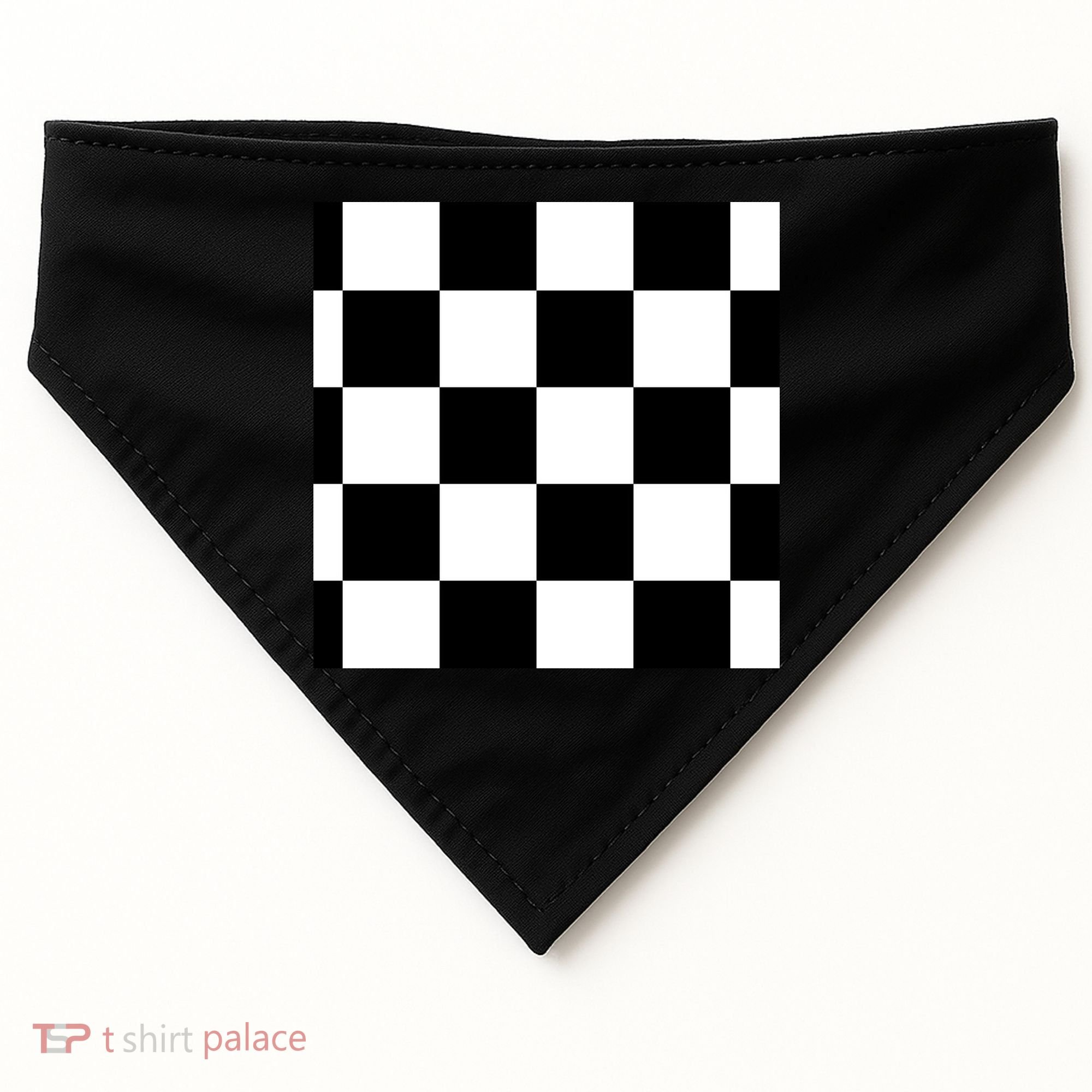 Chess Board Black And White Checkered USA-Made Doggie Bandana