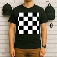 Chess Board Black And White Checkered T-Shirt thumb 6