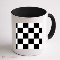 Chess Board Black And White Checkered Coffee Mug thumb 1
