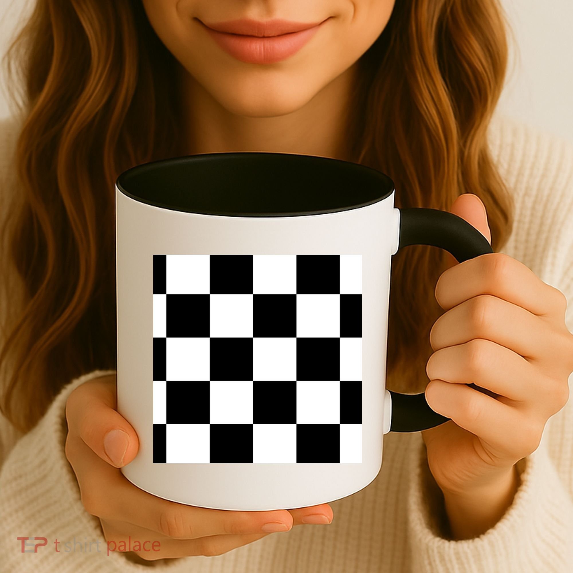 Chess Board Black And White Checkered Coffee Mug