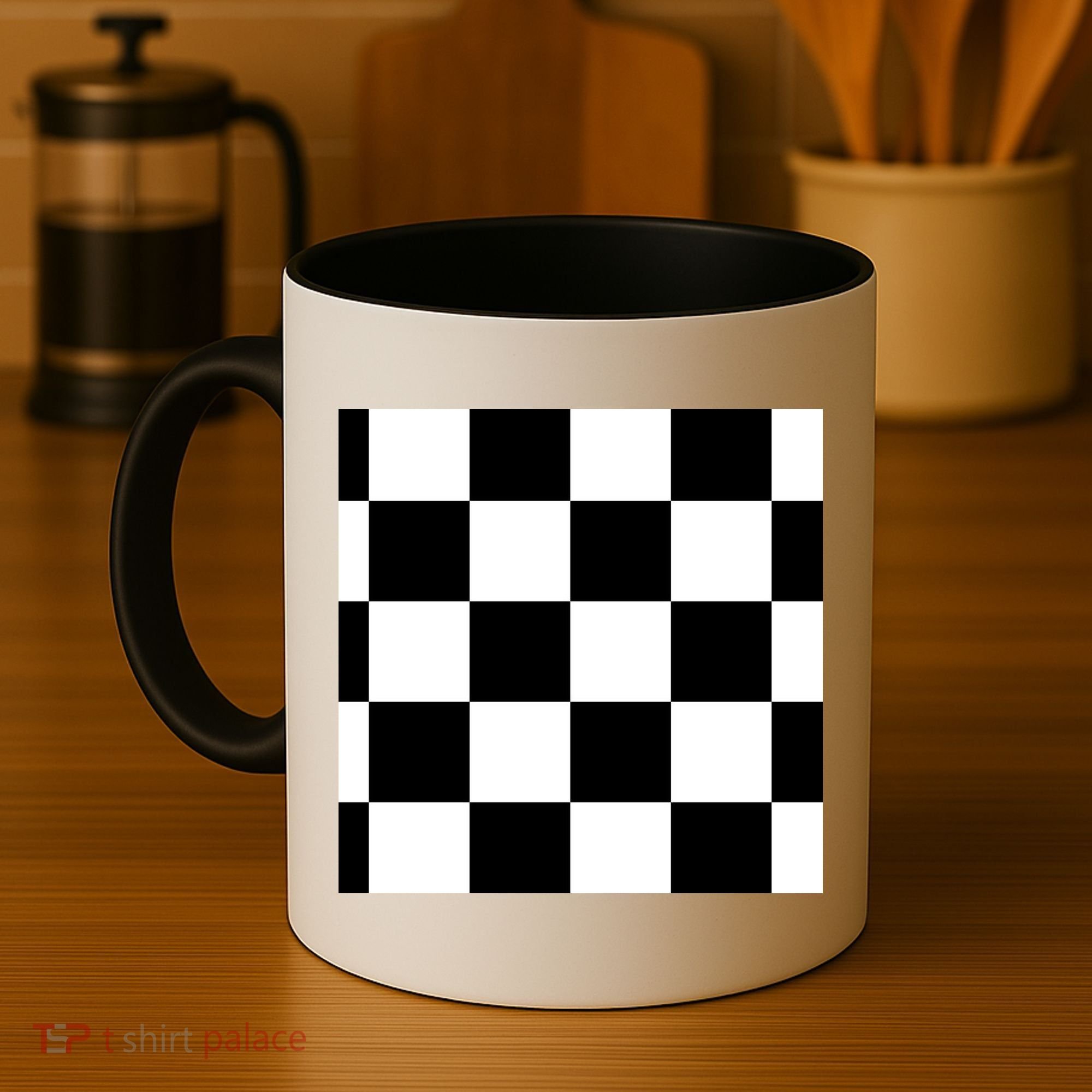 Chess Board Black And White Checkered Coffee Mug