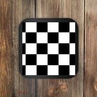Chess Board Black And White Checkered Coaster thumb 0