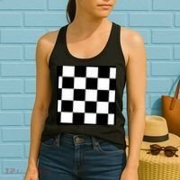 Chess Board Black And White Checkered Women's Tank Top thumb 2