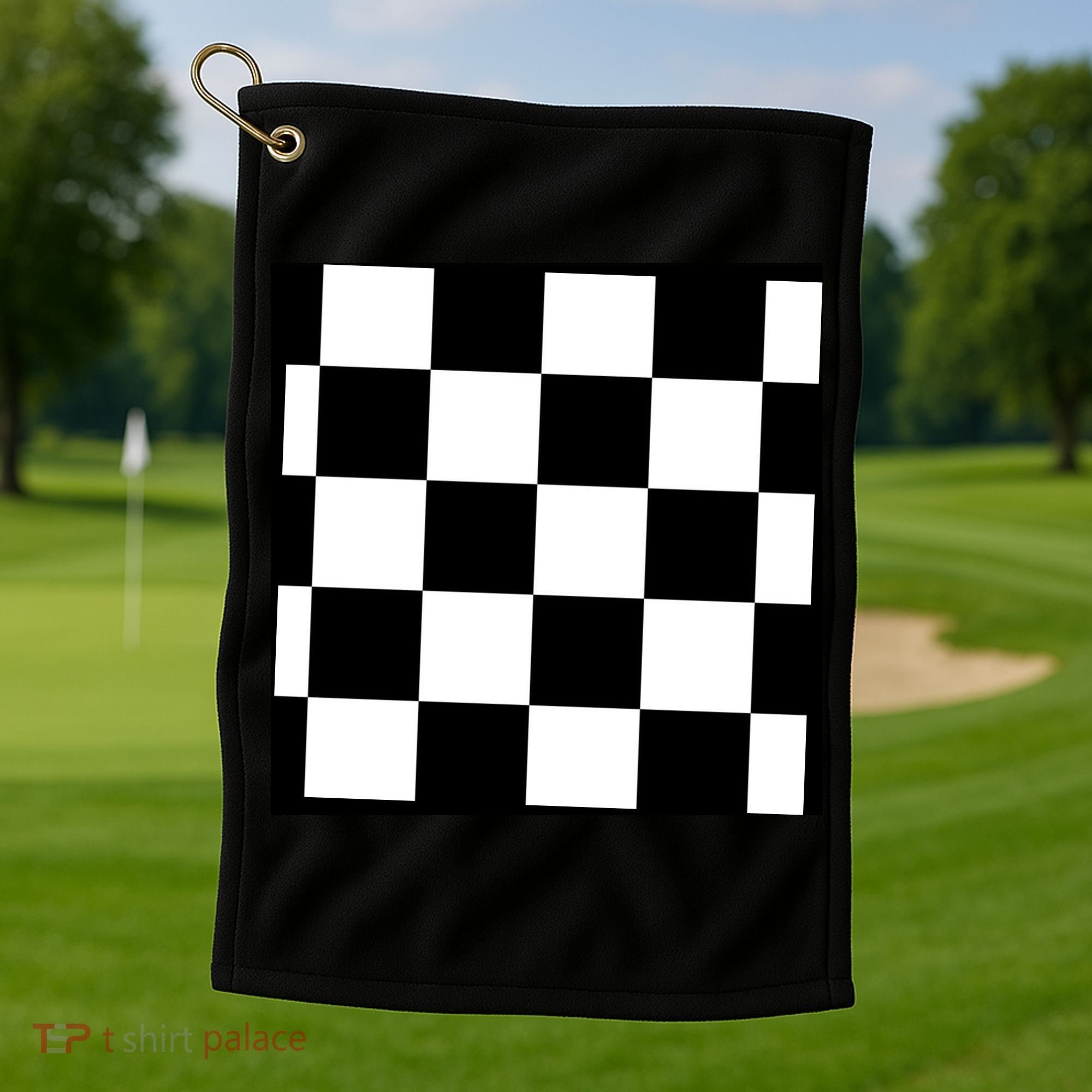 Chess Board Black And White Checkered Golf Towel