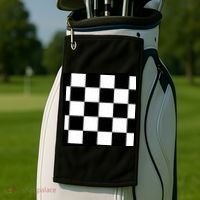 Chess Board Black And White Checkered Golf Towel thumb 2