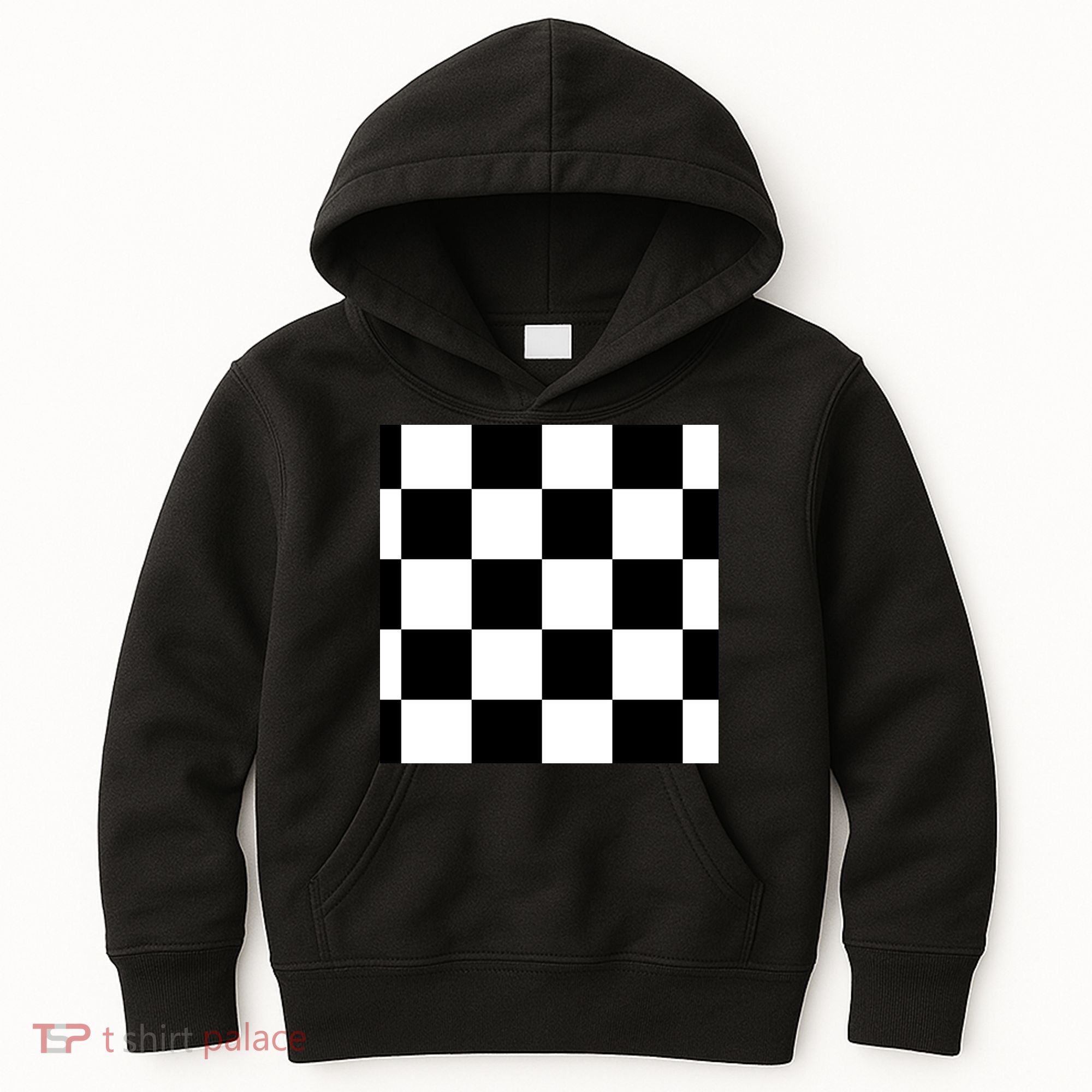 Chess Board Black And White Checkered Kids Hoodie