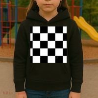 Chess Board Black And White Checkered Kids Hoodie thumb 3