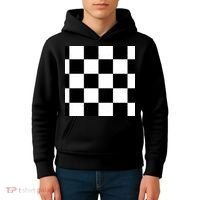 Chess Board Black And White Checkered Kids Hoodie thumb 4