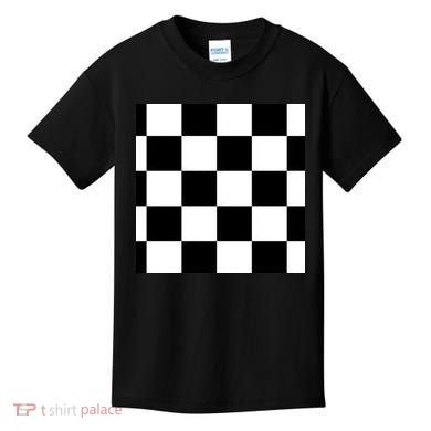 Chess Board Black And White Checkered Kids T-Shirt