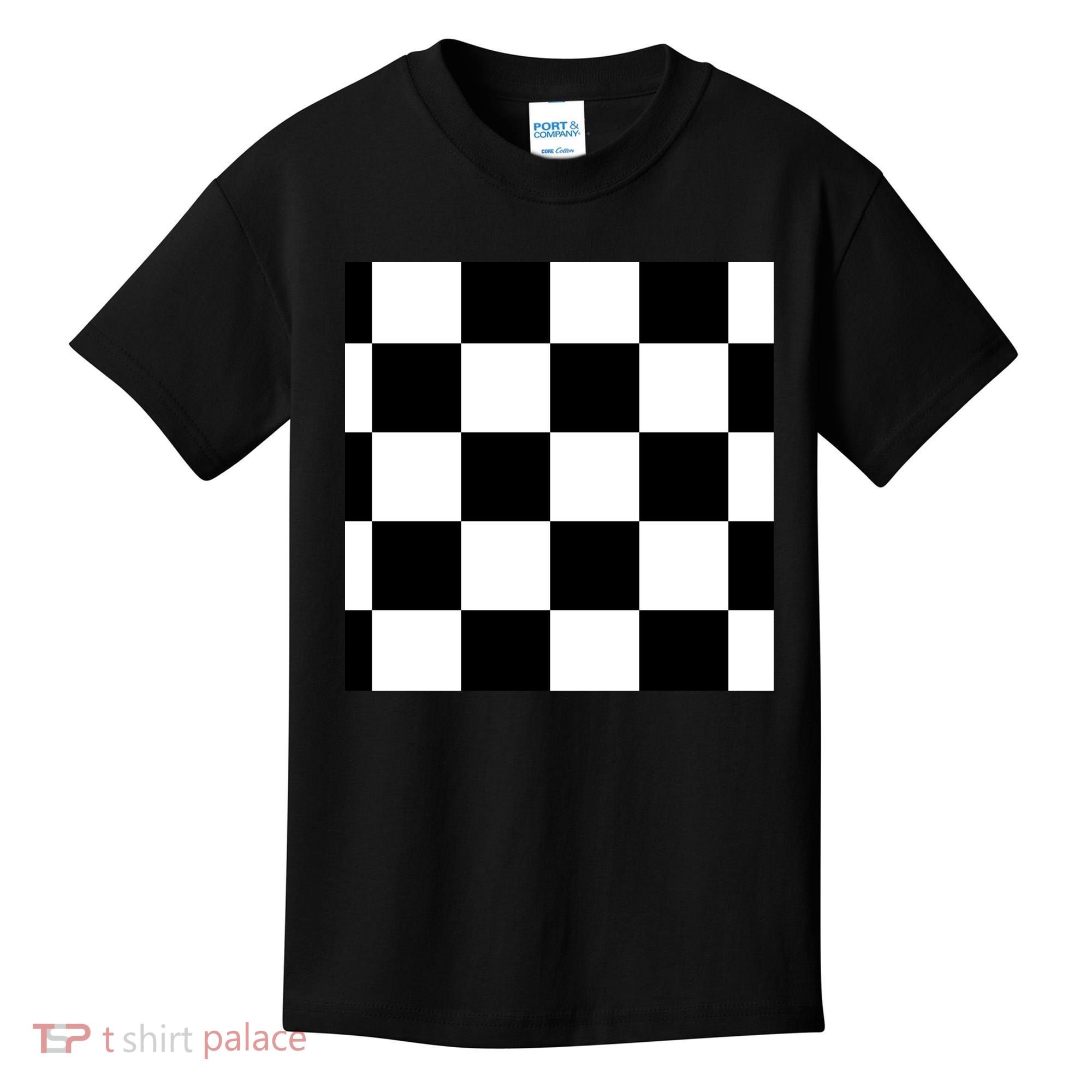 Chess Board Black And White Checkered Kids T-Shirt