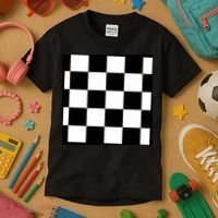 Chess Board Black And White Checkered Kids T-Shirt thumb 3