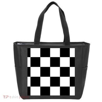Chess Board Black And White Checkered Tote Bag