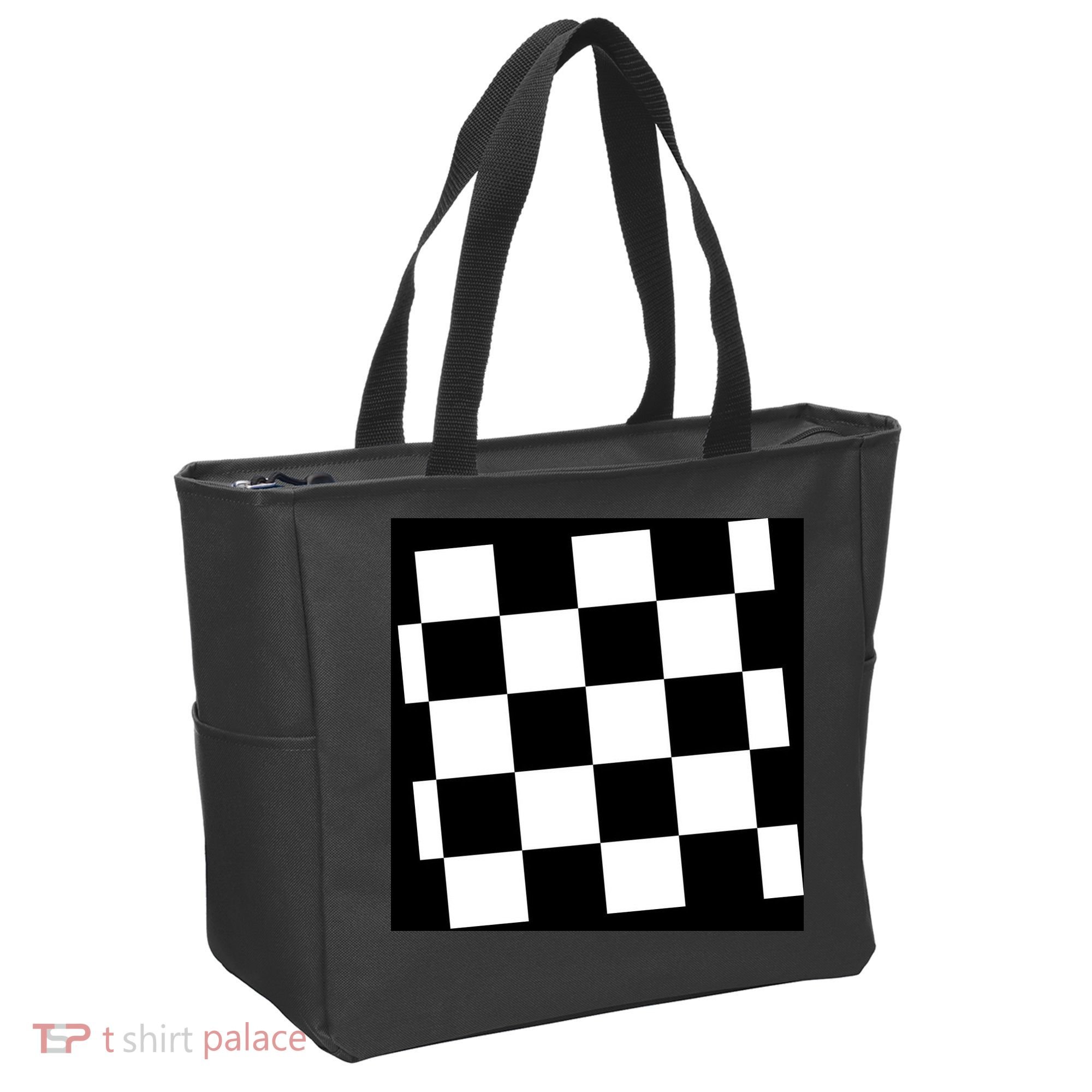 Chess Board Black And White Checkered Tote Bag