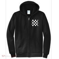 Chess Board Black And White Checkered Full Zip Hoodie thumb 0