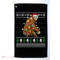 Christmas Bigfoot Boy Funny Ugly Xmas Sweater Meaningful Gift Golf Towel thumb 0