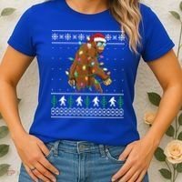Christmas Bigfoot Boy Funny Ugly Xmas Sweater Meaningful Gift Women's T-Shirt thumb 2