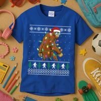 Christmas Bigfoot Boy Funny Ugly Xmas Sweater Meaningful Gift Kids T-Shirt thumb 3