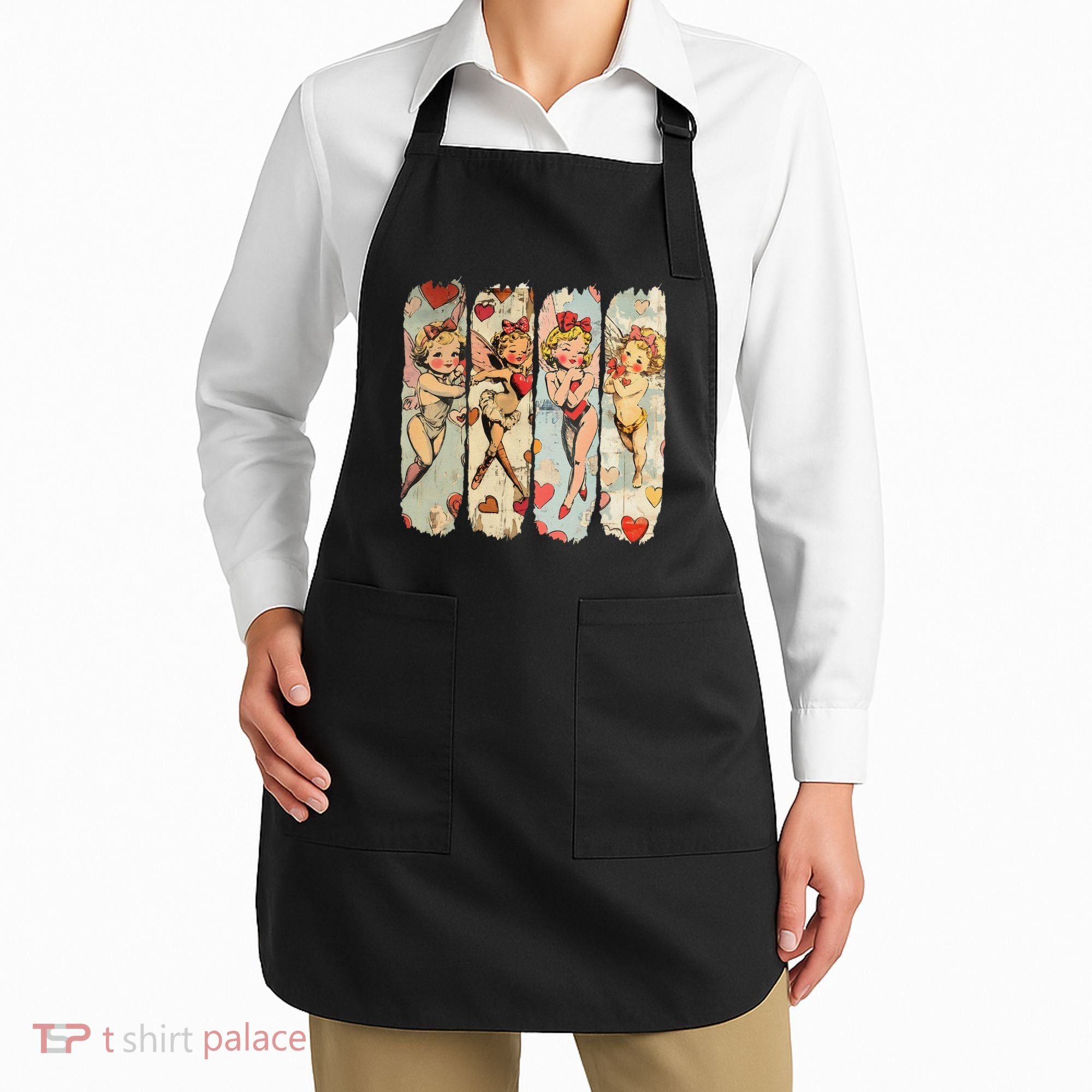Cupid Blowing Bubble Heart Sunglasses Valentines Day Apron