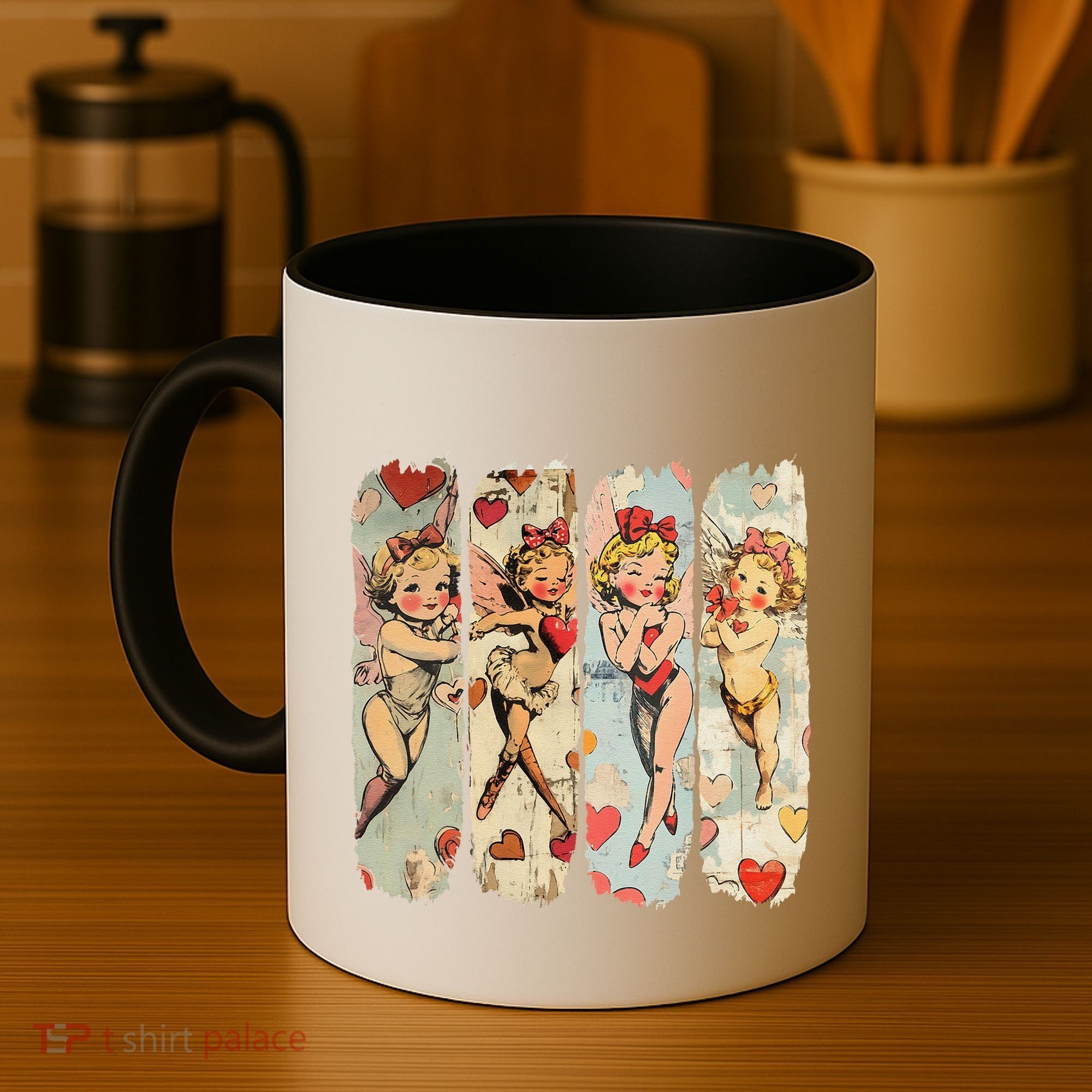 Cupid Blowing Bubble Heart Sunglasses Valentines Day Coffee Mug