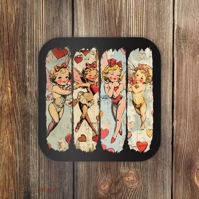 Cupid Blowing Bubble Heart Sunglasses Valentines Day Coaster