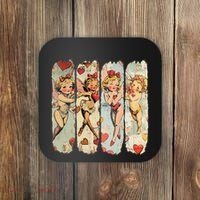 Cupid Blowing Bubble Heart Sunglasses Valentines Day Coaster thumb 0