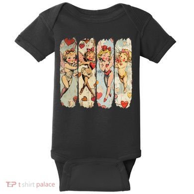 Cupid Blowing Bubble Heart Sunglasses Valentines Day Baby Bodysuit