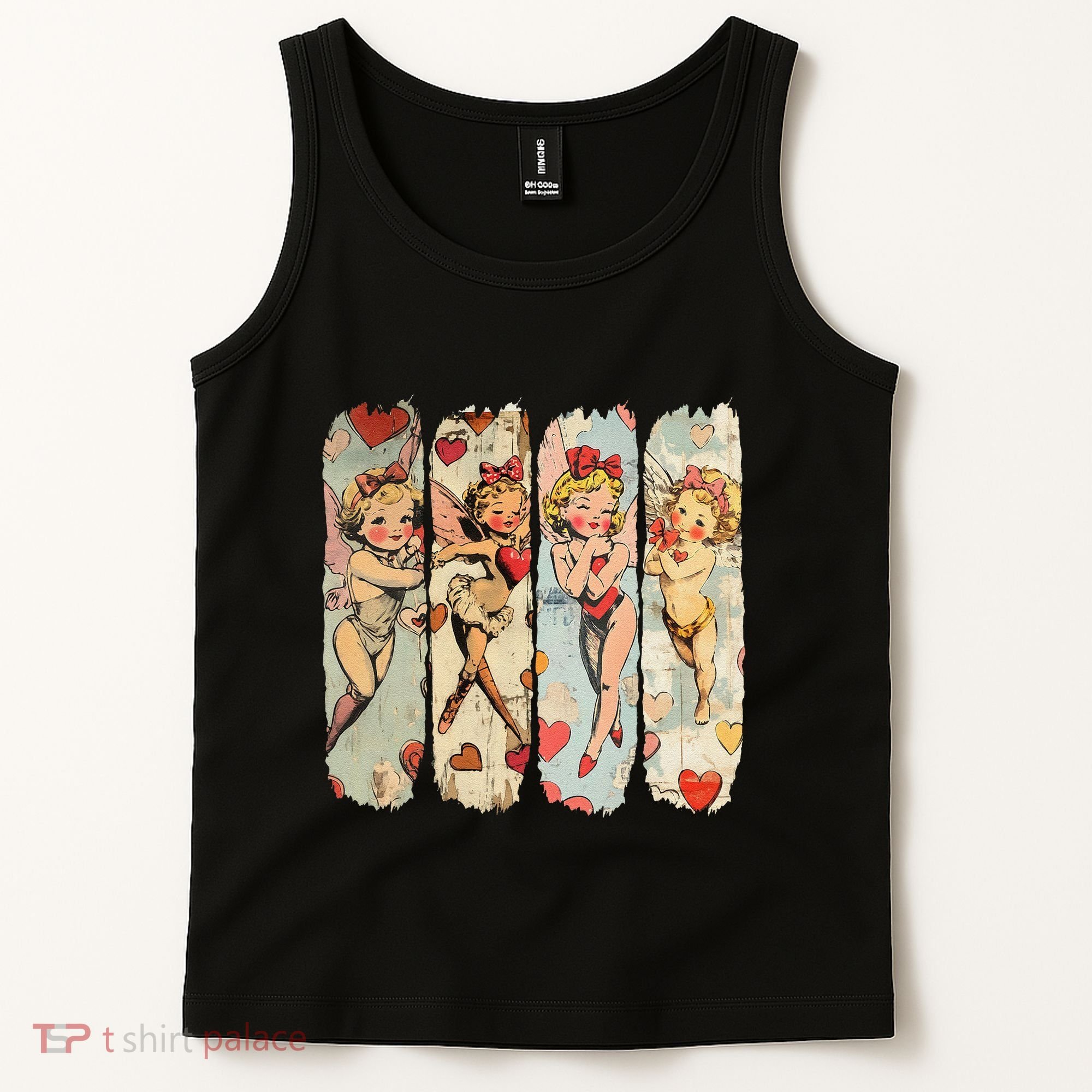 Cupid Blowing Bubble Heart Sunglasses Valentines Day Tank Top