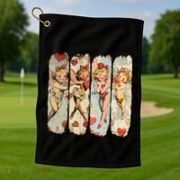 Cupid Blowing Bubble Heart Sunglasses Valentines Day Golf Towel thumb 1