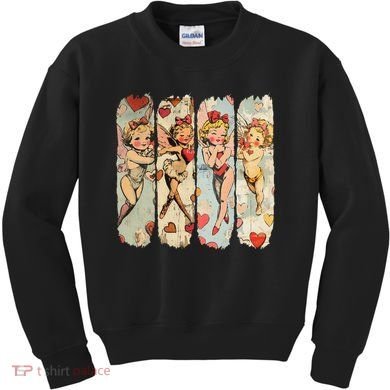 Cupid Blowing Bubble Heart Sunglasses Valentines Day Kids Sweatshirt