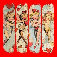 Cupid Blowing Bubble Heart Sunglasses Valentines Day Santa Hat thumb 1