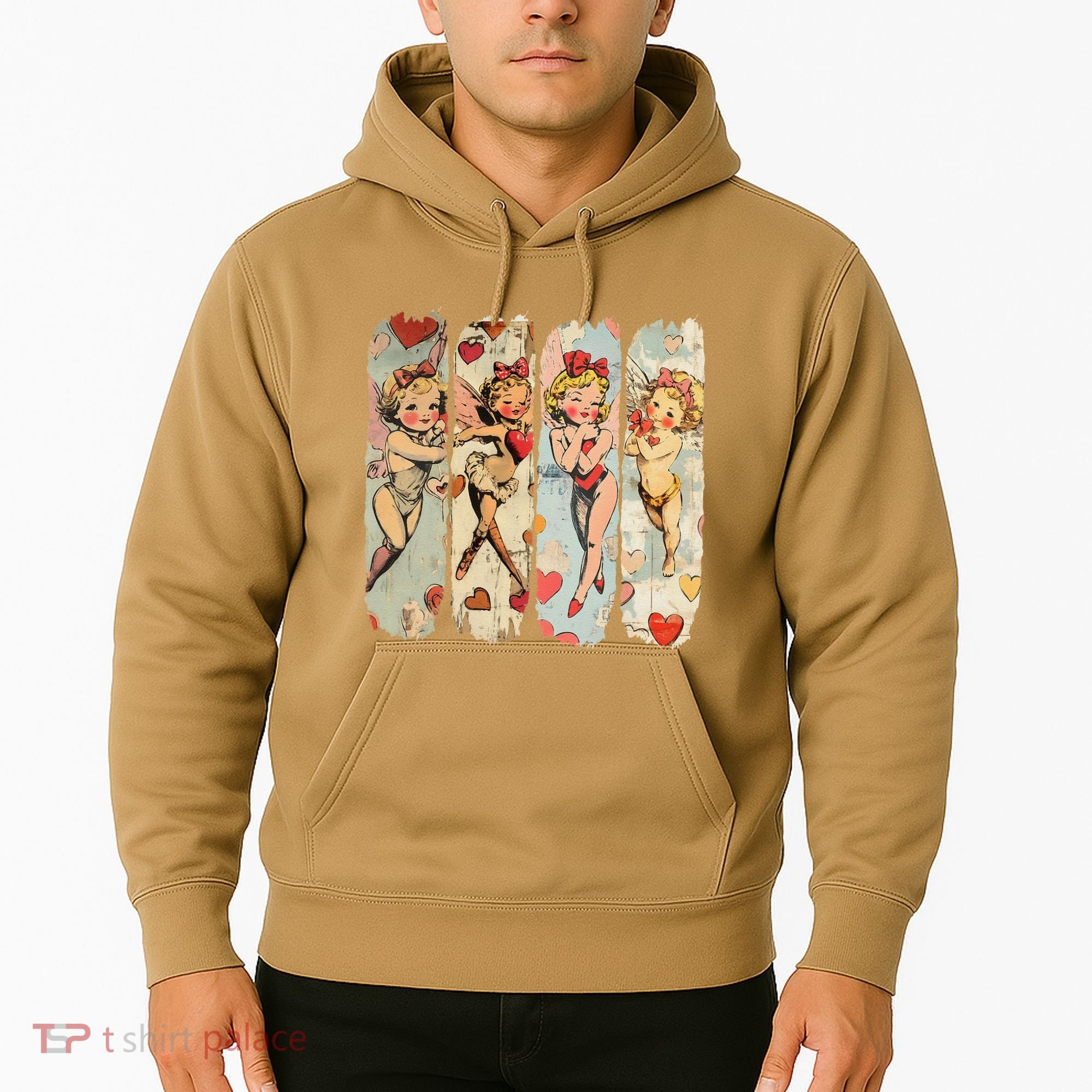 Cupid Blowing Bubble Heart Sunglasses Valentines Day Hoodie